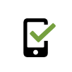 Icon of mobile phone with checkmark inside